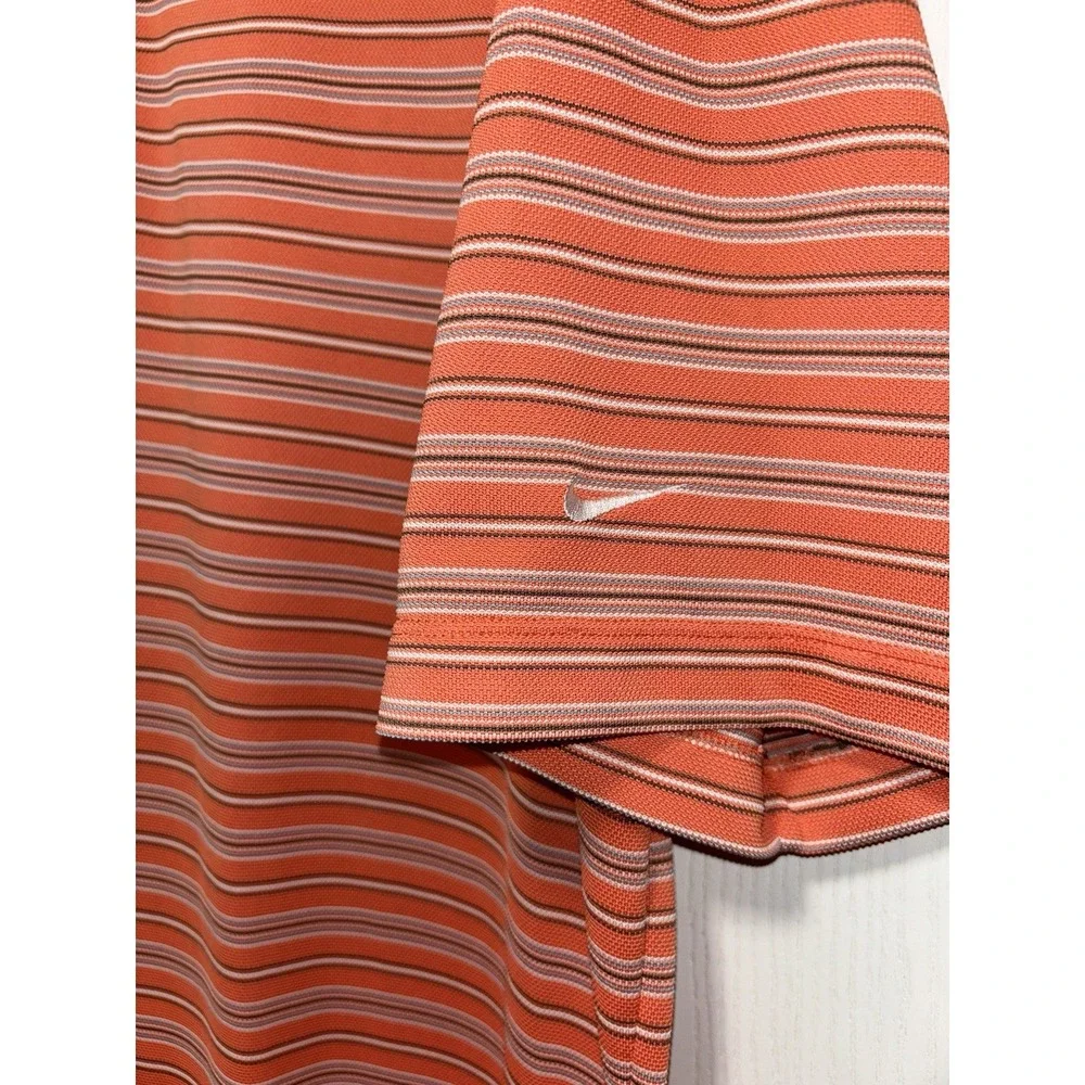 Nike Golf Fit-Dry Striped‎ Polo Moisture Wicking  Men's LARGE Orange